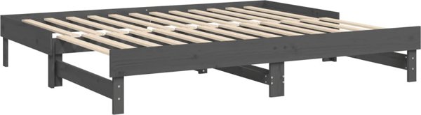 vidaXL Lotko rozsuwane, szare, 2x(100x200) cm, lite drewno sosnowe