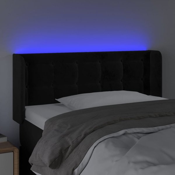 vidaXL Κεφαλάρι κρεβατιού με LED, μαύρο, 103x16x78/88 εκ, βελούδο