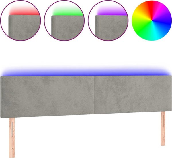 vidaXL vidaXL Κεφαλάρι κρεβατιού με LED, ανοιχτό γκρι, 180x5x78/88 cm, βελούδο
