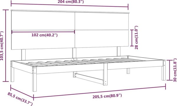 vidaXL Κρεβάτι ημέρας, 80x200 εκ., από συμπαγές πεύκο