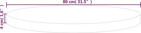 vidaXL Στρογγυλή επιφάνεια τραπεζιού, 80x4 cm, ανεπεξέργαστο ξύλο δρυός
