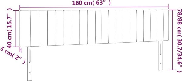 vidaXL Zaglowek do lozka me LED, skouroksri, 160x5x78/88 cm, yfasma