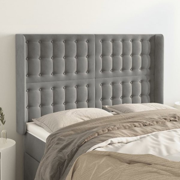 vidaXL Zaglowek uszak jasnoszary 147x16x118/128 cm aksamit