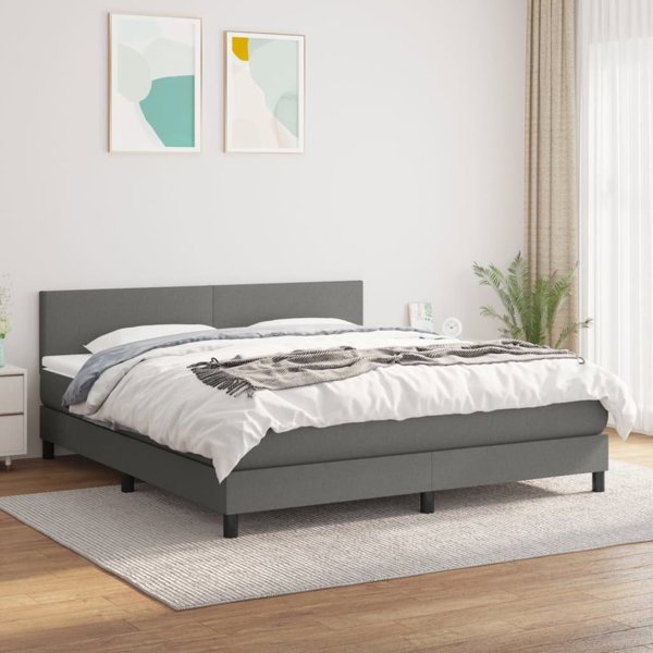 vidaXL Kontinentalo krevati me mattress, skouro gkri yfasma, 160x200 cm
