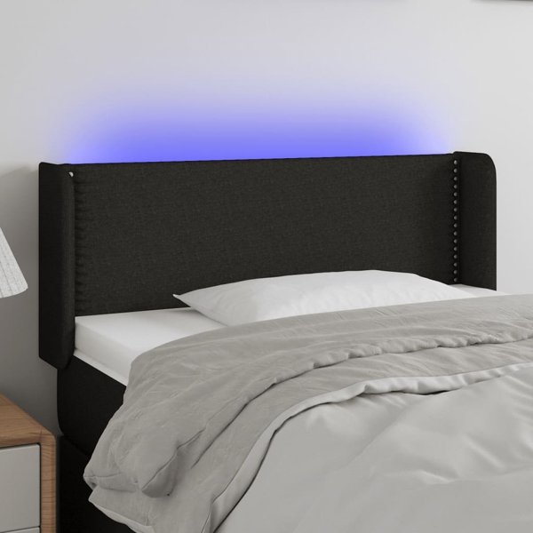 Κεφαλάρι κρεβατιού vidaXL με LED, μαύρο, 83x16x78/88 cm, ύφασμα