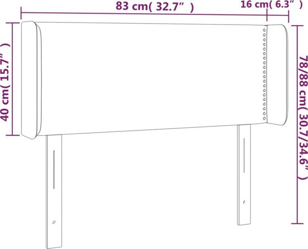 Κεφαλάρι κρεβατιού vidaXL με LED, μαύρο, 83x16x78/88 cm, ύφασμα