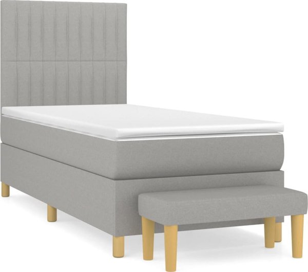 vidaXL vidaXL Κρεβατι κοντινεvν με στρωμα, ανοιχτο γκρι, υφασμα, 100x200cm