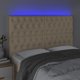 vidaXL Αντίκε κεφαλάρι κρεβατιού με LED, κρεμ, 160x7x118/128 cm, ύφασμα