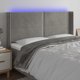 vidaXL Κεφαλάρι για κρεβάτι με LED, ανοιχτό γκρι, 203x16x118/128 cm, βελούδο