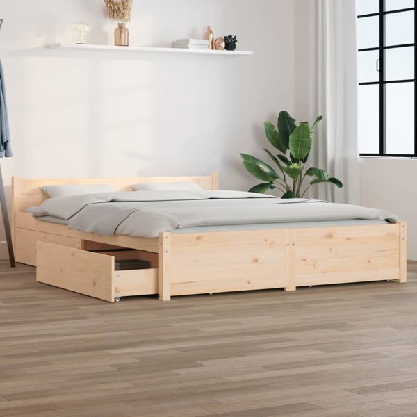 vidaXL σκελετός κρεβατιού με συρτάρια, 135x190 εκ., διπλό