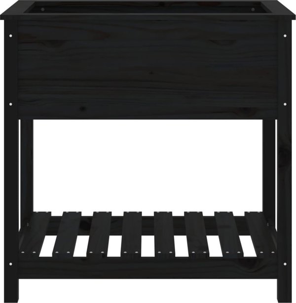 vidaXL Ζαρντινιέρα με ραφιέρα, μαύρη, 82,5x54x81 εκ., μασίφ πεύκο