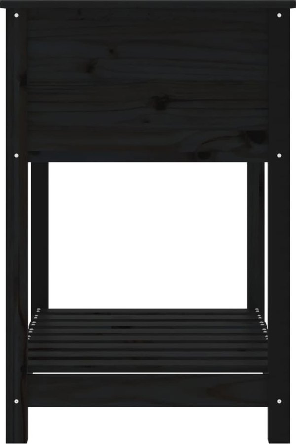 vidaXL Ζαρντινιέρα με ραφιέρα, μαύρη, 82,5x54x81 εκ., μασίφ πεύκο