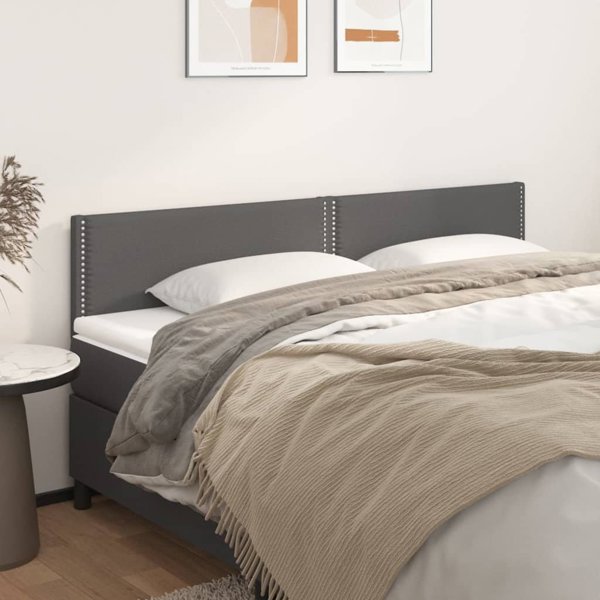vidaXL 2 Τεμάχια Κομοδίνα, Γκρι, 90x5x78/88 cm, Συνθετικό Δέρμα