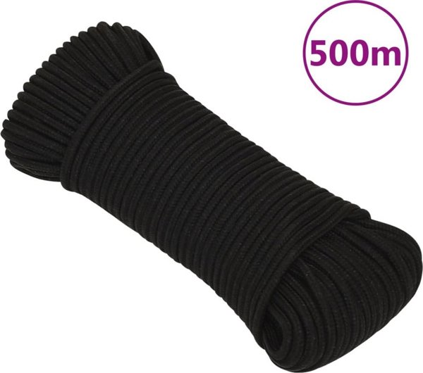 vidaXL vidaXL Linka robocza, czarna, 5 mm, 500 m, poliester