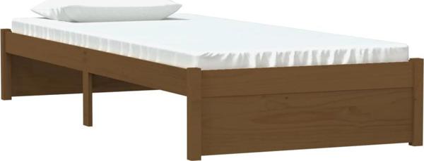 vidaXL Rama κρεβατιού, μέλι καφέ, μασίφ ξύλο, 75x190 cm, μονό