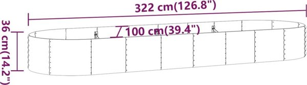 vidaXL vidaXL Donica ogrodowa, malowana proszkowo stal, 322x100x36 cm