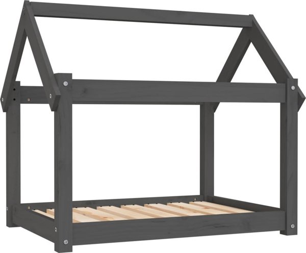 vidaXL Legowisko dla psa, szare,81x60x70 cm, lite drewno sosnowe