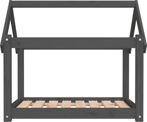 vidaXL Legowisko dla psa, szare,81x60x70 cm, lite drewno sosnowe
