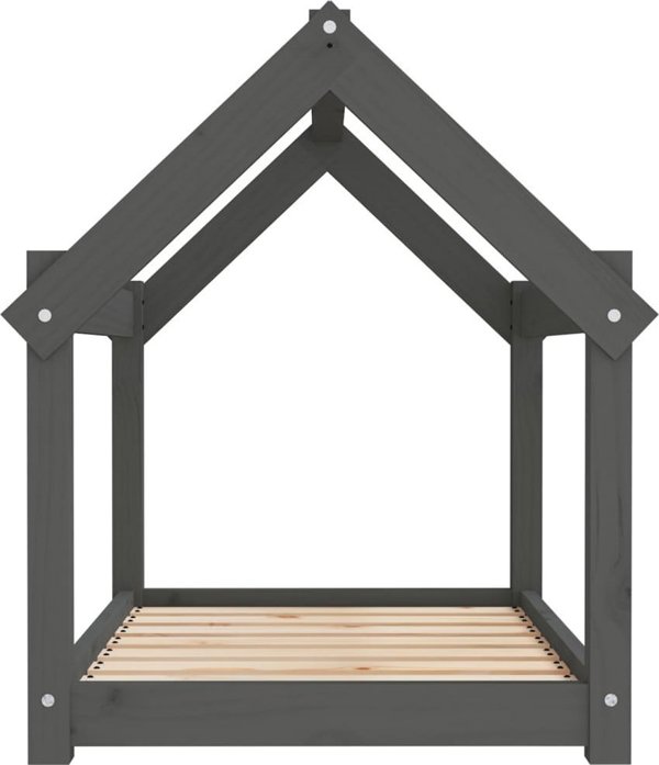 vidaXL Legowisko dla psa, szare,81x60x70 cm, lite drewno sosnowe