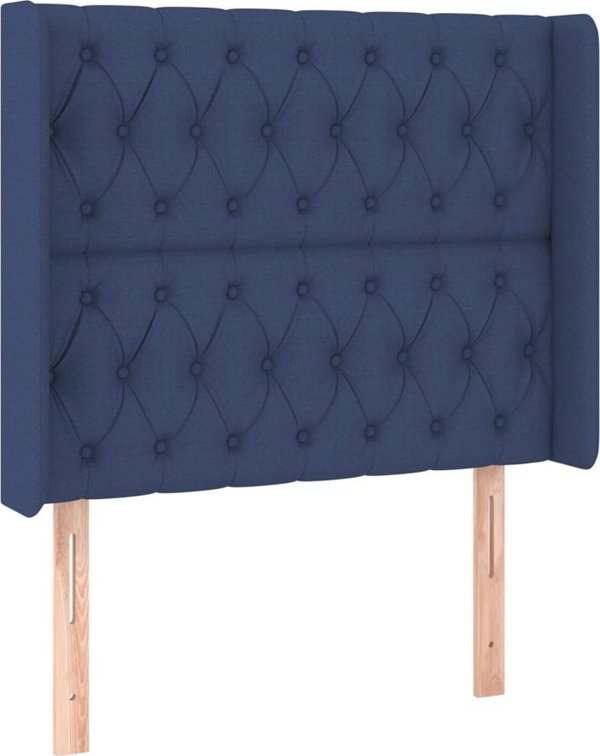 vidaXL Κρεβάτι Κοντινεντάλ με Στρώμα, Μπλε, 90x200cm, Ύφασμα