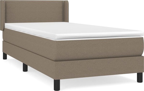 vidaXL Κρεβάτι Continental με Στρώμα, Taupe, Ύφασμα, 90x200 εκ.