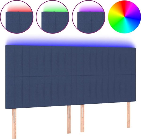 vidaXL Κεφαλάρι κρεβατιού με LED, μπλε, 180x5x118/128 cm, ύφασμα