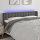 vidaXL Zaglowek do lozka z LED, γκρι, 163x16x78/88 cm, τεχνητο δερμα