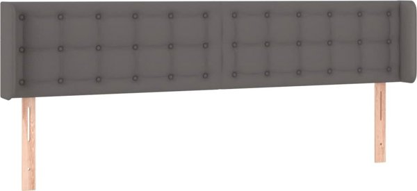 vidaXL Zaglowek do lozka z LED, γκρι, 163x16x78/88 cm, τεχνητο δερμα