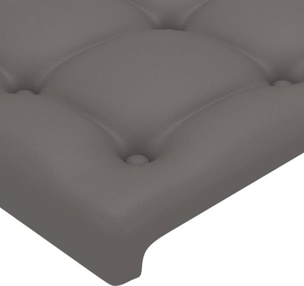 vidaXL Zaglowek do lozka z LED, γκρι, 163x16x78/88 cm, τεχνητο δερμα