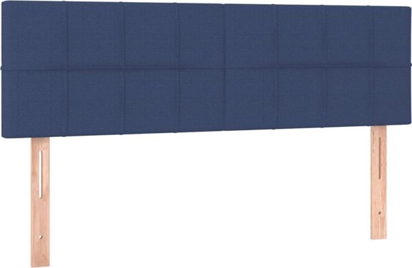 vidaXL vidaXL Κρεβάτι κοντινενταλ με στρωμα, μπλε, ύφασμα 140x190 cm