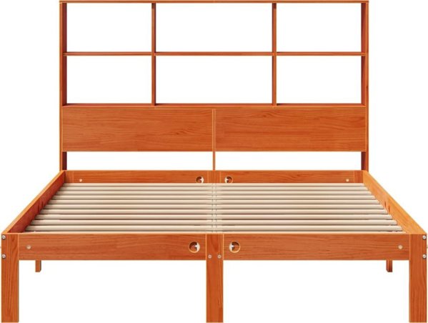 vidaXL Κρεβάτι με ράφι, χωρίς στρώμα, 135x190 εκ., πεύκο