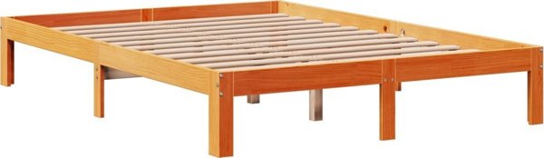 vidaXL Κρεβάτι με ράφι, χωρίς στρώμα, 135x190 εκ., πεύκο