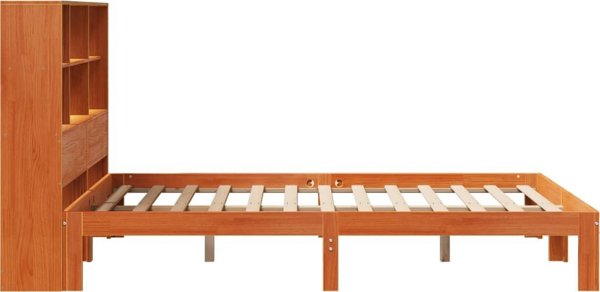 vidaXL Κρεβάτι με ράφι, χωρίς στρώμα, 135x190 εκ., πεύκο