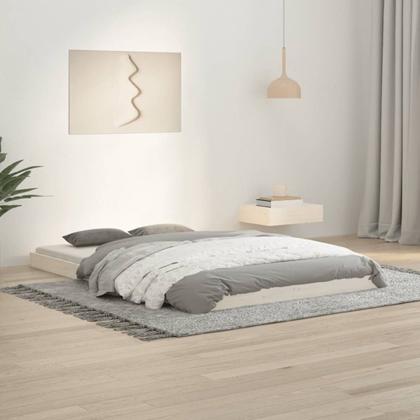vidaXL Rama κρεβατιού, λευκή, 120x190 cm, ολόσωμη πεύκη, διπλή
