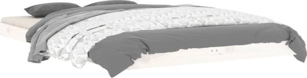 vidaXL Rama κρεβατιού, λευκή, 120x190 cm, ολόσωμη πεύκη, διπλή