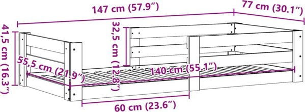 vidaXL Κρεβάτι χωρίς στρώμα, 70x140 cm, από μασίφ πεύκο