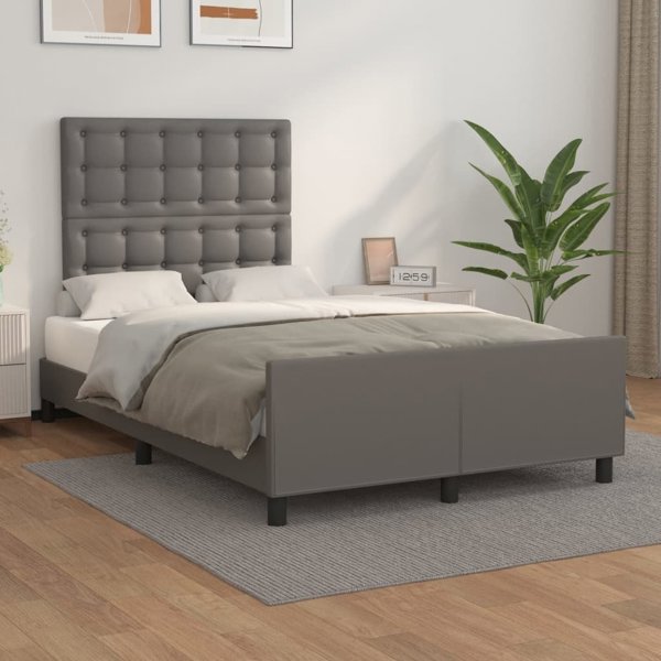 vidaXL Rama κρεβατιού με προσκέφαλο, γκρι, 120x200 εκ., τεχνητό δέρμα