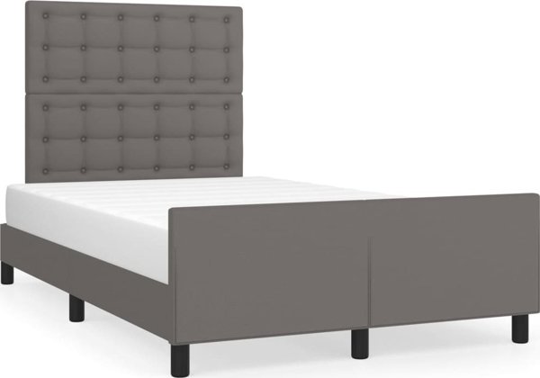 vidaXL Rama κρεβατιού με προσκέφαλο, γκρι, 120x200 εκ., τεχνητό δέρμα