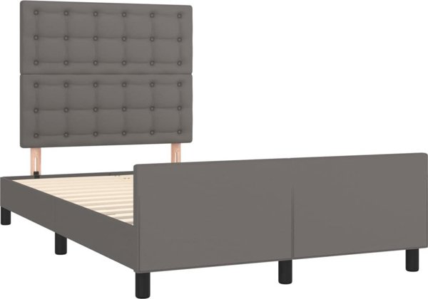 vidaXL Rama κρεβατιού με προσκέφαλο, γκρι, 120x200 εκ., τεχνητό δέρμα