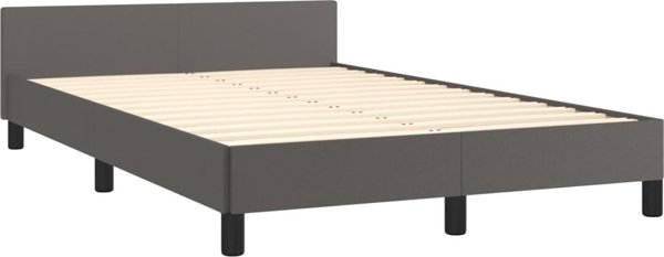 vidaXL Rama κρεβατιού με προσκέφαλο, γκρι, 120x200 εκ., τεχνητό δέρμα