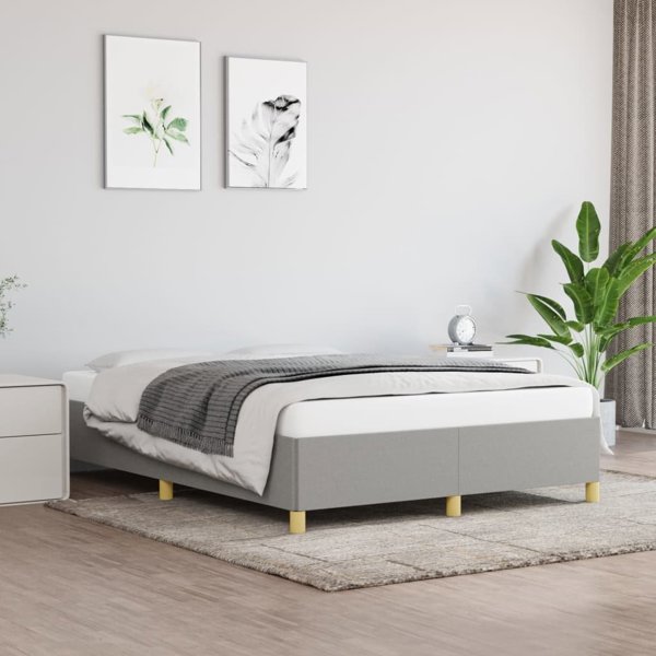 vidaXL Rama κρεβατιού, ανοιχτό γκρι, 140x190 cm, επενδυμένη με ύφασμα