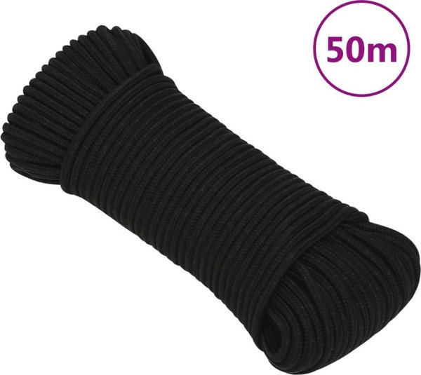 vidaXL vidaXL Lina robocza, czarna, 4 mm, 50 m, poliester
