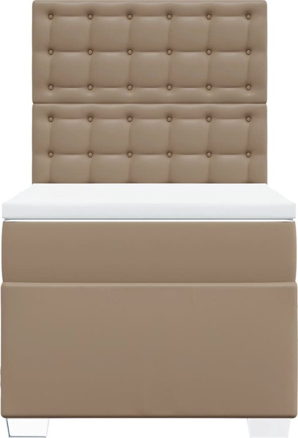 vidaXL Lozko kontynentalne z materacem, cappuccino, ekoskora 80x200 cm