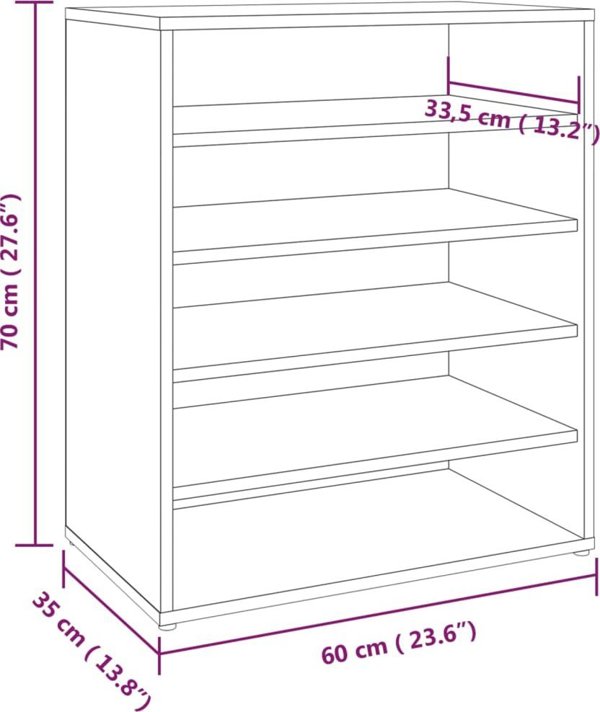 vidaXL Ντουλάπι παπουτσιών Sonoma γκρι δρυς 60x35x70 cm