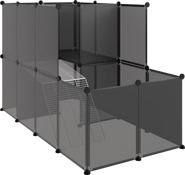 vidaXL κλουβί για μικρά ζώα, μαύρο, 142x74x93 εκ., PP και ατσάλι