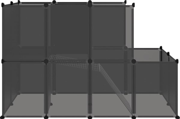 vidaXL κλουβί για μικρά ζώα, μαύρο, 142x74x93 εκ., PP και ατσάλι