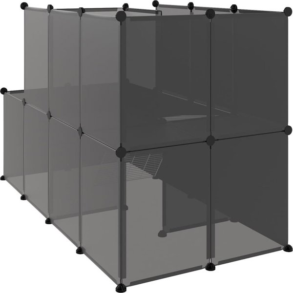vidaXL κλουβί για μικρά ζώα, μαύρο, 142x74x93 εκ., PP και ατσάλι