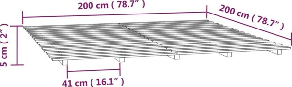 vidaXL Σκελετός κρεβατιού, μαύρος, 200x200 εκ, από μασίφ πεύκο