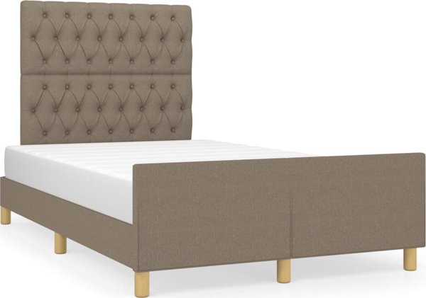 vidaXL Ράμα Κρεβατιού με Κεφαλάρι Taupe 120x200 cm με Επένδυση Υφάσματος