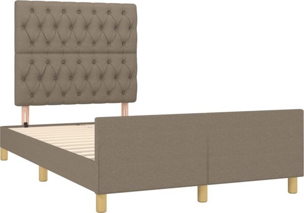 vidaXL Ράμα Κρεβατιού με Κεφαλάρι Taupe 120x200 cm με Επένδυση Υφάσματος